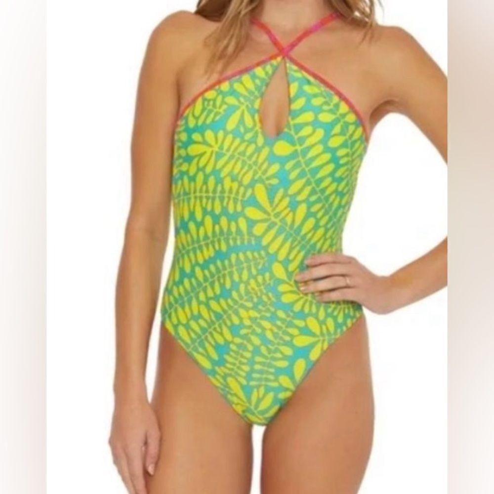 Trina Turk TRELLIS HIGH NECK REVERSIBLE ONE PIECE- SZ 8 - Picture 2 of 9